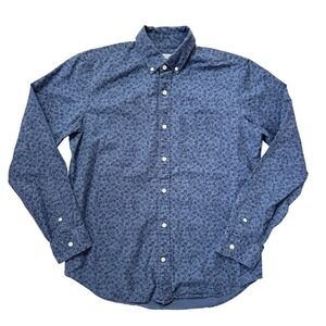 GAP Standard Fit Button Down Shirt‎ Blue Floral Print Long Sleeve Men's Medium
